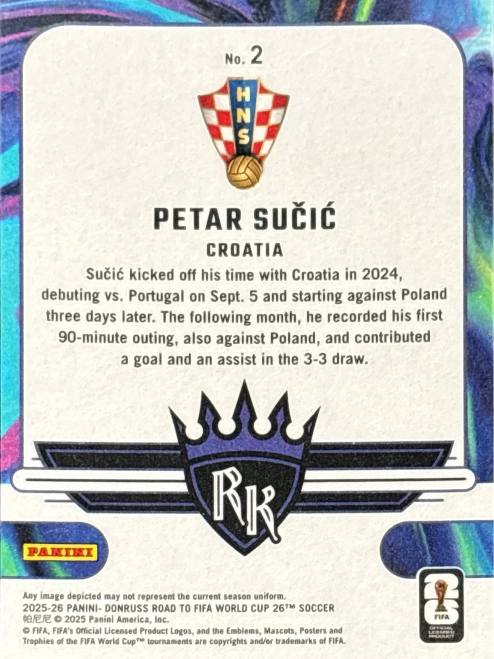 Panini Donruss World Cup Rookie Kings Petar Sucic Soccer Card